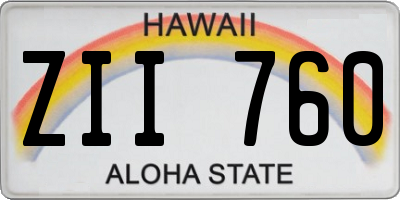 HI license plate ZII760