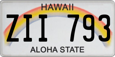 HI license plate ZII793