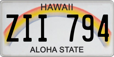 HI license plate ZII794