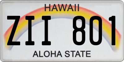 HI license plate ZII801
