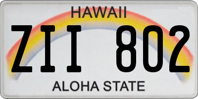 HI license plate ZII802