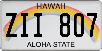 HI license plate ZII807