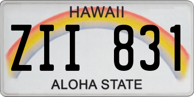 HI license plate ZII831