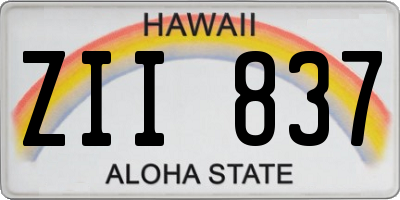HI license plate ZII837
