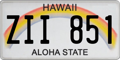 HI license plate ZII851