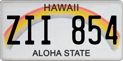 HI license plate ZII854