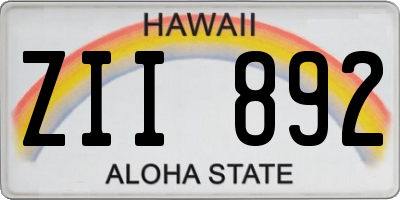 HI license plate ZII892