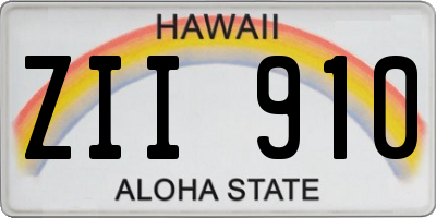HI license plate ZII910