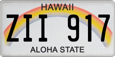 HI license plate ZII917