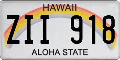 HI license plate ZII918