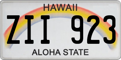HI license plate ZII923