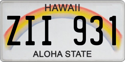 HI license plate ZII931