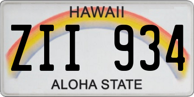HI license plate ZII934
