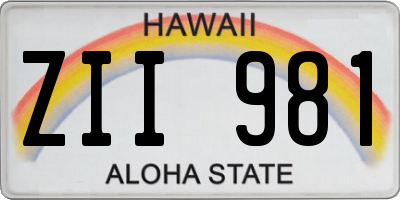 HI license plate ZII981