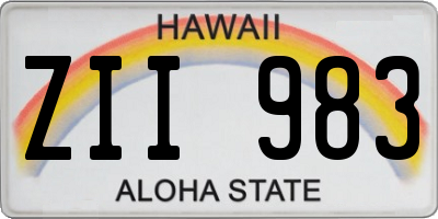 HI license plate ZII983