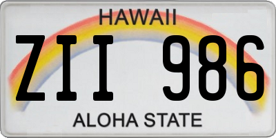 HI license plate ZII986