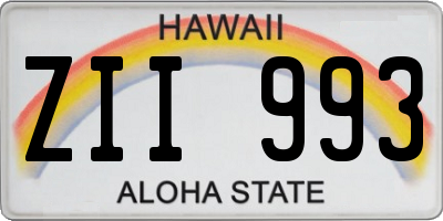 HI license plate ZII993