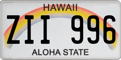 HI license plate ZII996