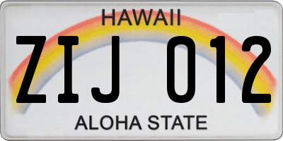 HI license plate ZIJ012
