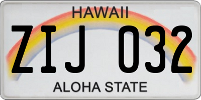HI license plate ZIJ032