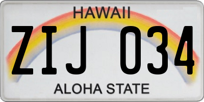 HI license plate ZIJ034