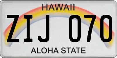 HI license plate ZIJ070