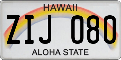 HI license plate ZIJ080