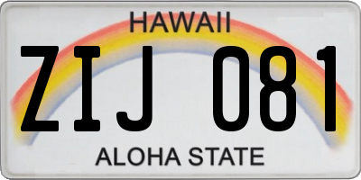 HI license plate ZIJ081