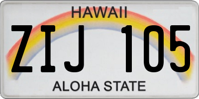 HI license plate ZIJ105