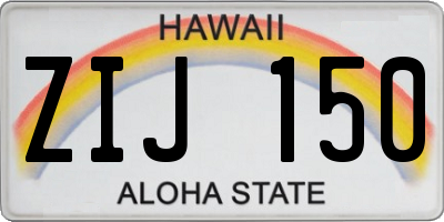 HI license plate ZIJ150