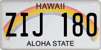 HI license plate ZIJ180