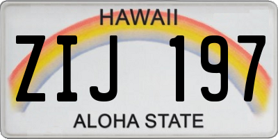 HI license plate ZIJ197
