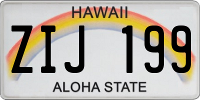 HI license plate ZIJ199