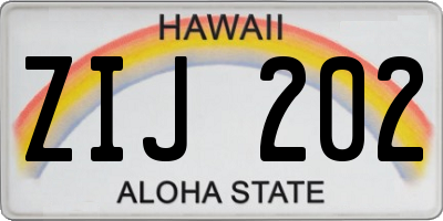 HI license plate ZIJ202