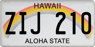 HI license plate ZIJ210