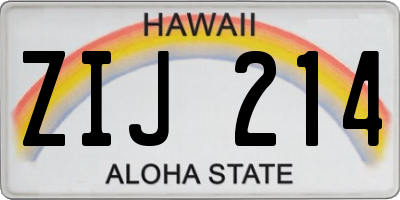 HI license plate ZIJ214