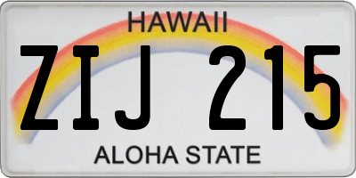 HI license plate ZIJ215