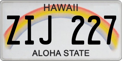HI license plate ZIJ227