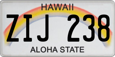 HI license plate ZIJ238
