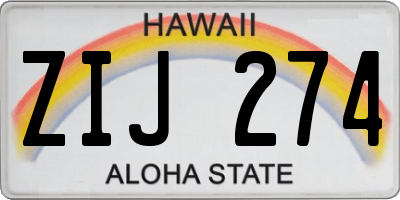 HI license plate ZIJ274