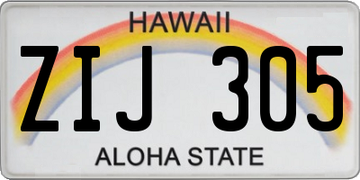HI license plate ZIJ305