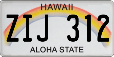 HI license plate ZIJ312