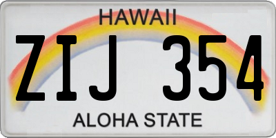 HI license plate ZIJ354