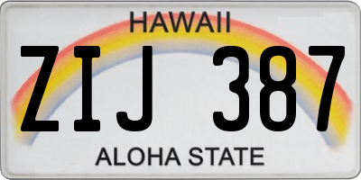 HI license plate ZIJ387