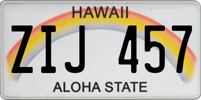 HI license plate ZIJ457