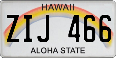 HI license plate ZIJ466