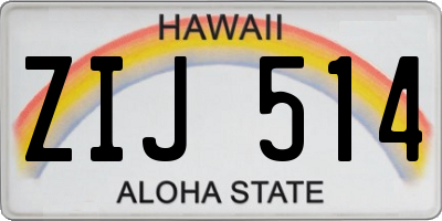 HI license plate ZIJ514