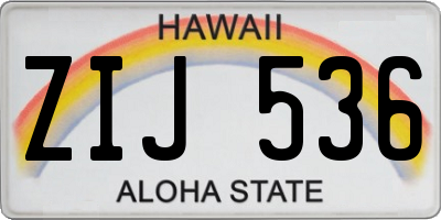 HI license plate ZIJ536
