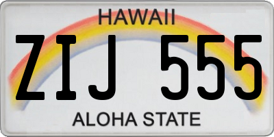 HI license plate ZIJ555
