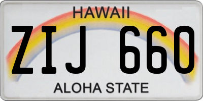 HI license plate ZIJ660